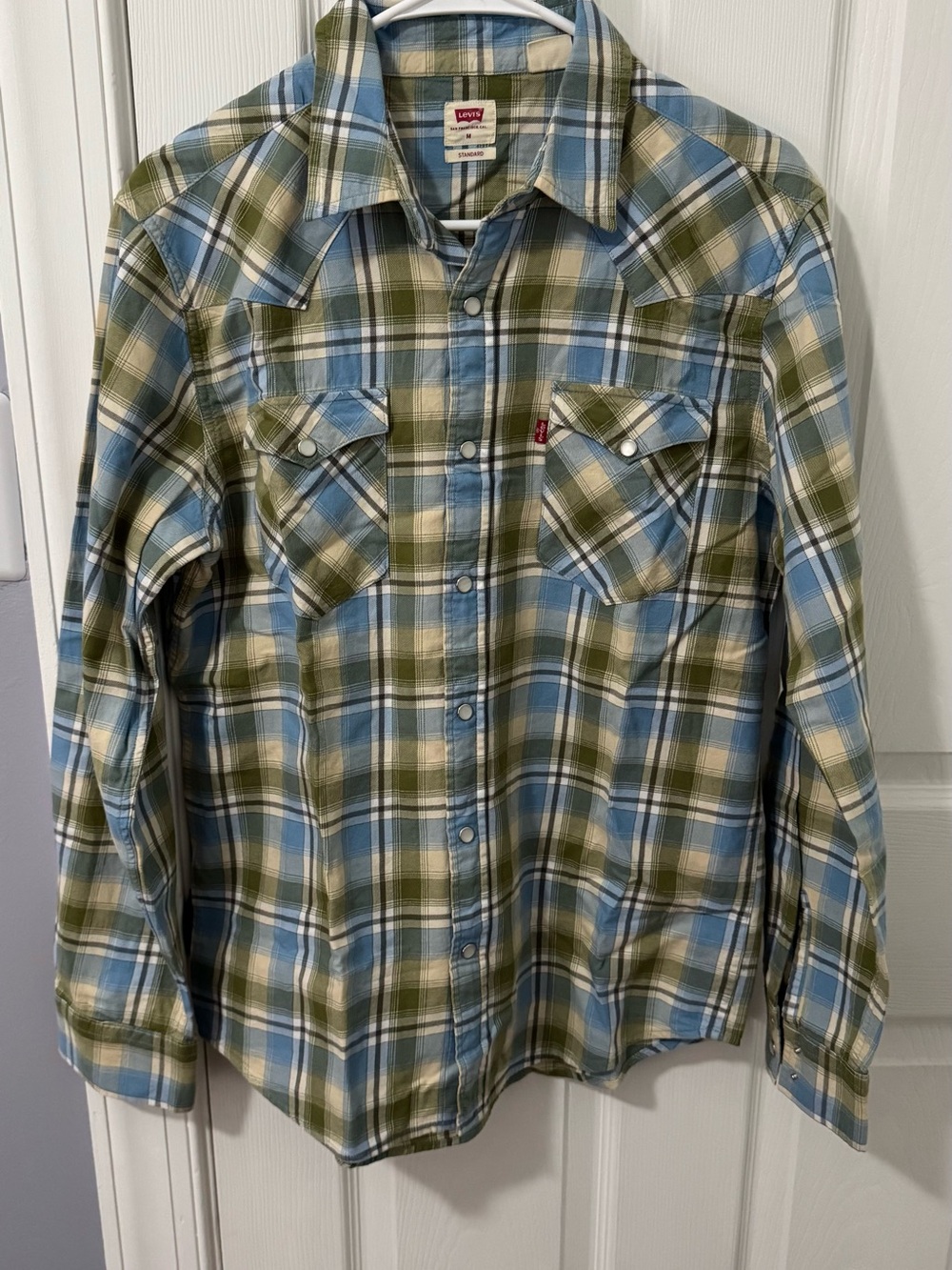 Levi's Green & Blue Plaid Long-Sleeve Button-Up Shirt [Size M]